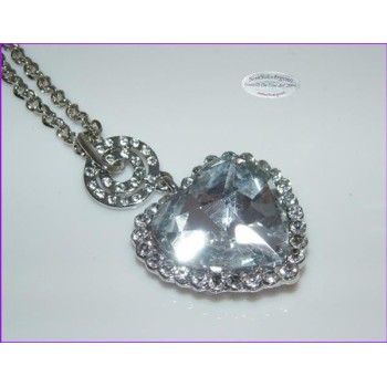 NSA|Bigiotteria : Collana catena argentata con ciondolo grande a cuore Bianco