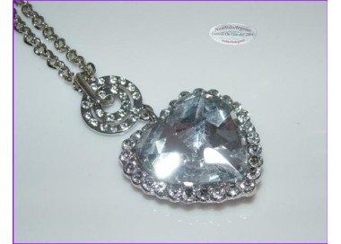 NSA|Bigiotteria : Collana catena argentata con ciondolo grande a cuore Bianco