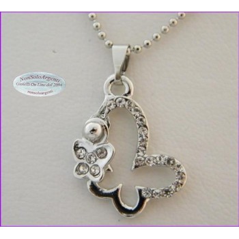 NSA|Bigiotteria : Collana Beads con ciondolofarfalla e farfallina di strass