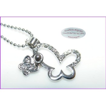 NSA|Bigiotteria : Collana Beads con ciondolofarfalla e farfallina di strass