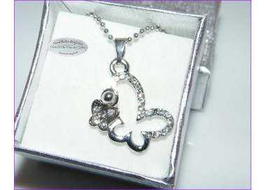 NSA|Woman butterfly pendant necklace and rhinestone butterfly