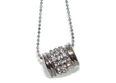 NSA|ciondolo barilotto strass con collana a palline per donna girocollo