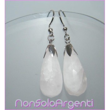 NSA|925 sterling silver earrings with natural rose quartz Briolette pendants
