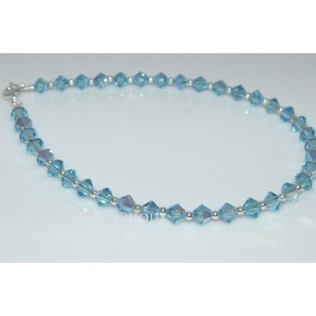 NSA|Bracciale Argento 925 Con Swarovski Bicono AQUAMARINE AB Celeste varie misure