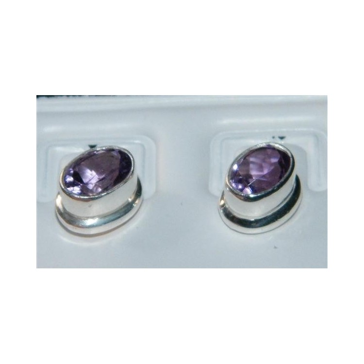 NSA|Argento 925 : Orecchini punto luce Ovale Ametista Viola