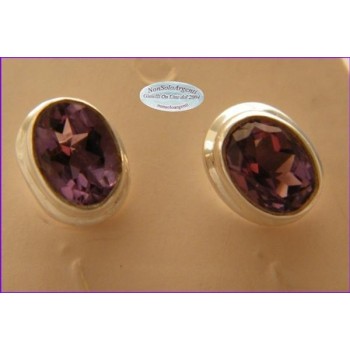 NSA|Argento 925 : Orecchini punto luce Ovale Ametista Viola