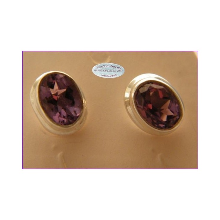 NSA|Argento 925 : Orecchini punto luce Ovale Ametista Viola