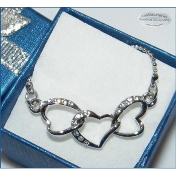 NSA|Bigiotteria : Collana argentata con centrale 3 cuori intrecciati in cofanetto