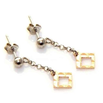 NSA|925 silver earrings rose gold diamond rhombus pendants