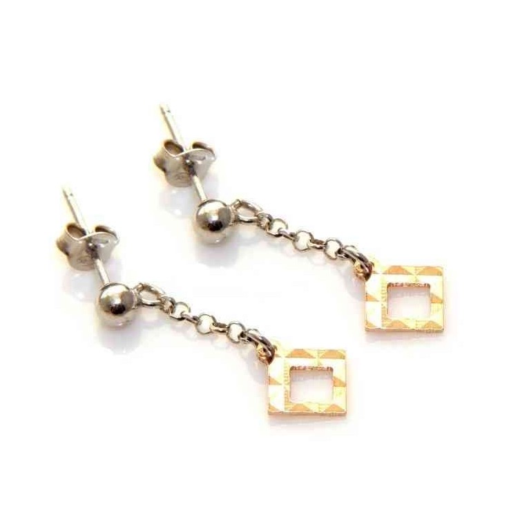 NSA|925 silver earrings rose gold diamond rhombus pendants