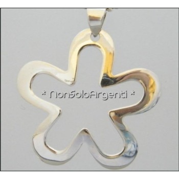 NSA|Ciondolo Argento 925 Fiore Aperto completo di collana beads silver