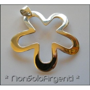 NSA|Ciondolo Argento 925 Fiore Aperto completo di collana beads silver