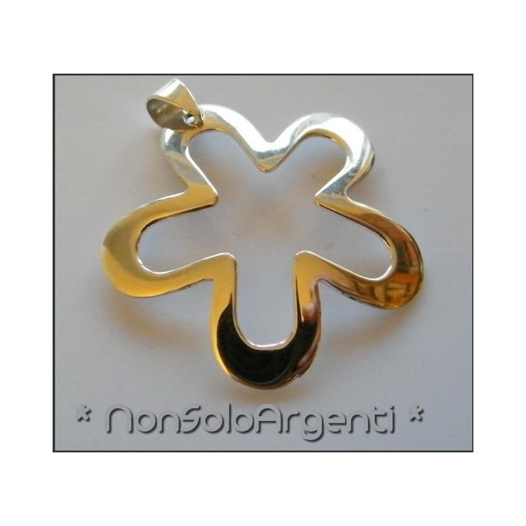 NSA|Ciondolo Argento 925 Fiore Aperto completo di collana beads silver
