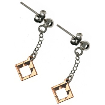 NSA|925 silver earrings rose gold diamond rhombus pendants