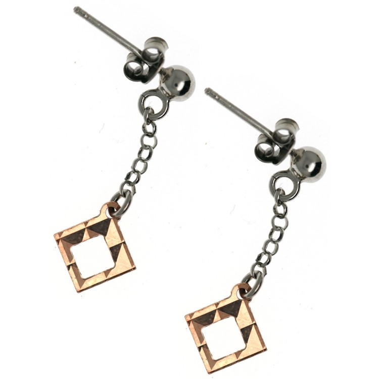 NSA|925 silver earrings rose gold diamond rhombus pendants