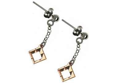 NSA|orecchini argento 925 ciondoli rombi rombetti diamantati oro rose'