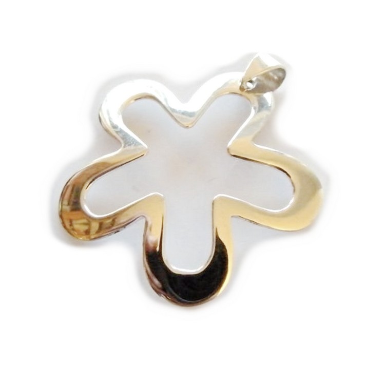 NSA|Ciondolo fiore argento 925 pendente senza collana aperto vuoto