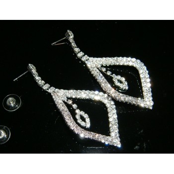 NSA|Bigiotteria : Orecchini colore Argento con grande foglia pavè di strass