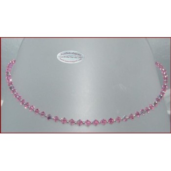 NSA|Collana girocollo Argento 925 Con Swarovski Bicono  Rosa Acceso ROSE AB