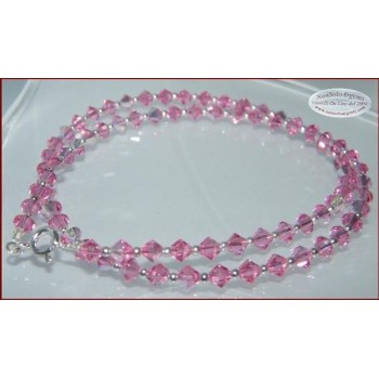 NSA|Collana girocollo Argento 925 Con Swarovski Bicono  Rosa Acceso ROSE AB