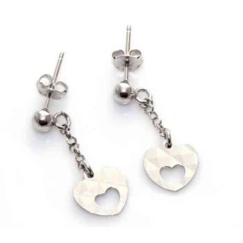 NSA|925 silver earrings with pierced diamond heart