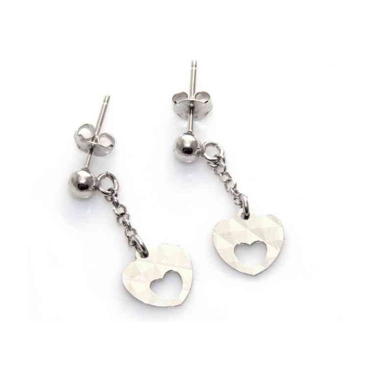 NSA|925 silver earrings with pierced diamond heart
