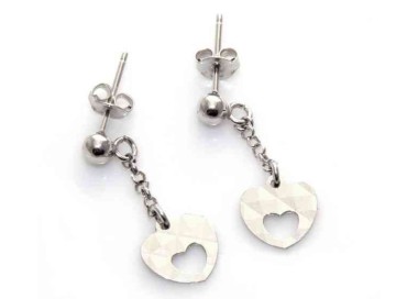 NSA|925 silver earrings with pierced diamond heart