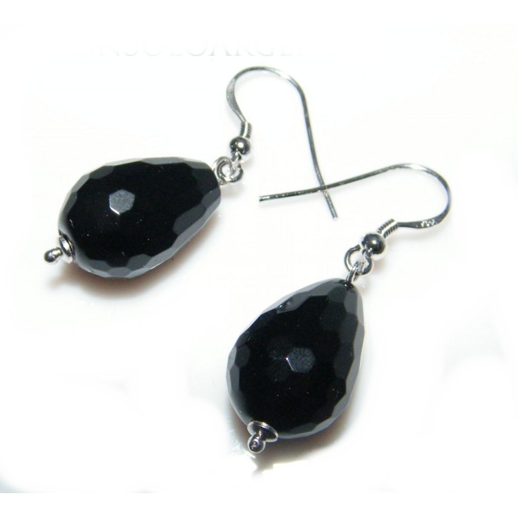 NSA|925 sterling silver natural onyx briolette pendant earrings for women