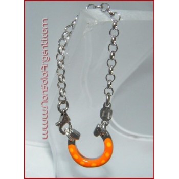 NSA|ARGENTO 925 : Portachiavi amuleto con ferro di cavallo a pois smaltato