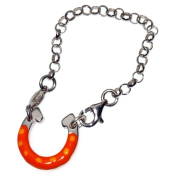 NSA|925 SILVER: Amulet key ring with enameled polka dot horseshoe