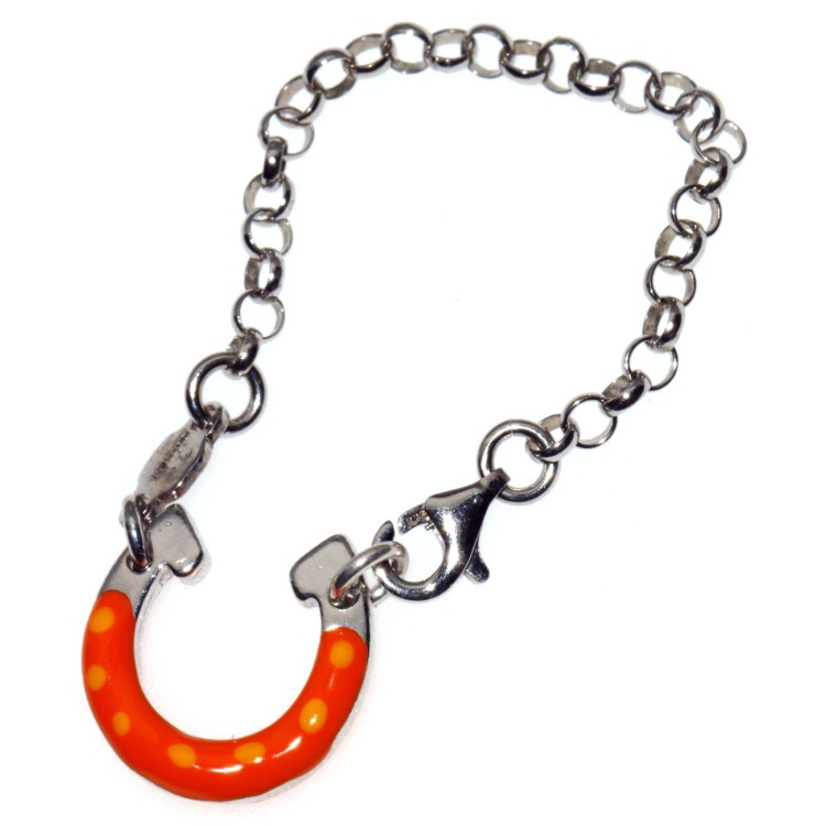 NSA|925 SILVER: Amulet key ring with enameled polka dot horseshoe