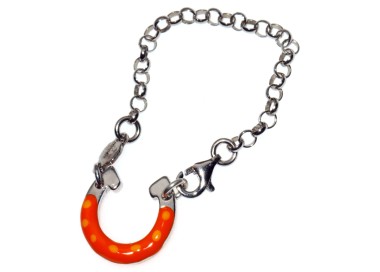 NSA|ARGENTO 925 : Portachiavi amuleto con ferro di cavallo a pois smaltato