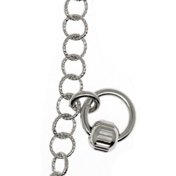 NSA|925 silver: Bracelet with twisted rolo circles and pendants with diamond barrels
