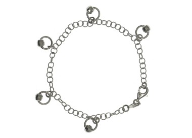 NSA|925 silver: Bracelet with twisted rolo circles and pendants with diamond barrels