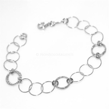 NSA|Argento 925 : Bracciale con cerchi lisci e cerchi diamantati