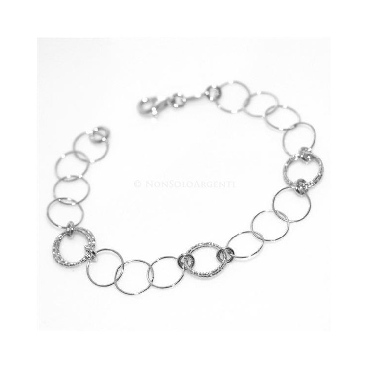 NSA|Argento 925 : Bracciale con cerchi lisci e cerchi diamantati