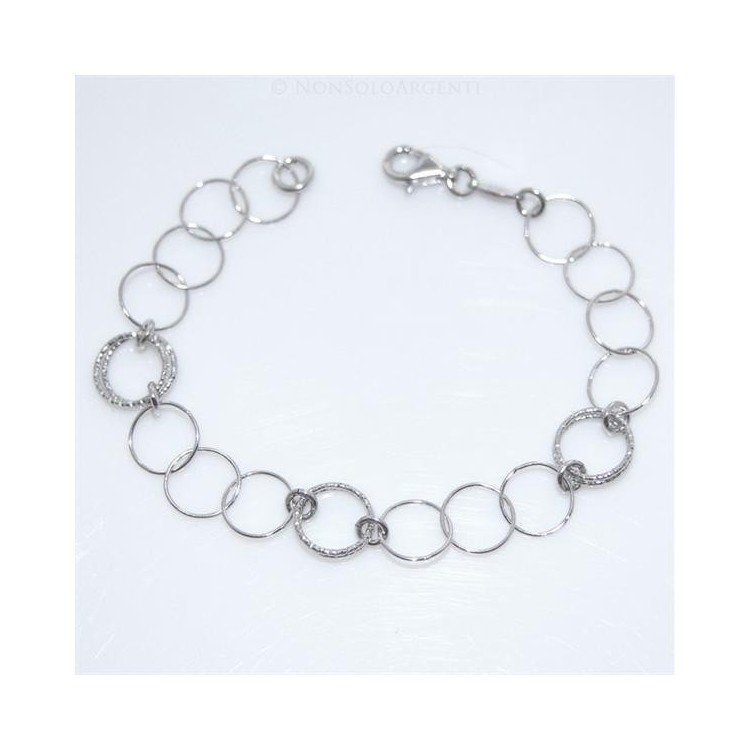 NSA|925 Silver: Bracelet with smooth circles and diamond circles 19cm