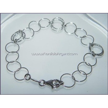 NSA|Argento 925 : Bracciale con cerchi lisci e cerchi diamantati