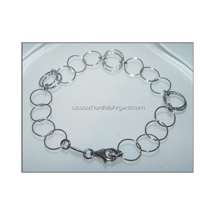 NSA|Argento 925 : Bracciale con cerchi lisci e cerchi diamantati