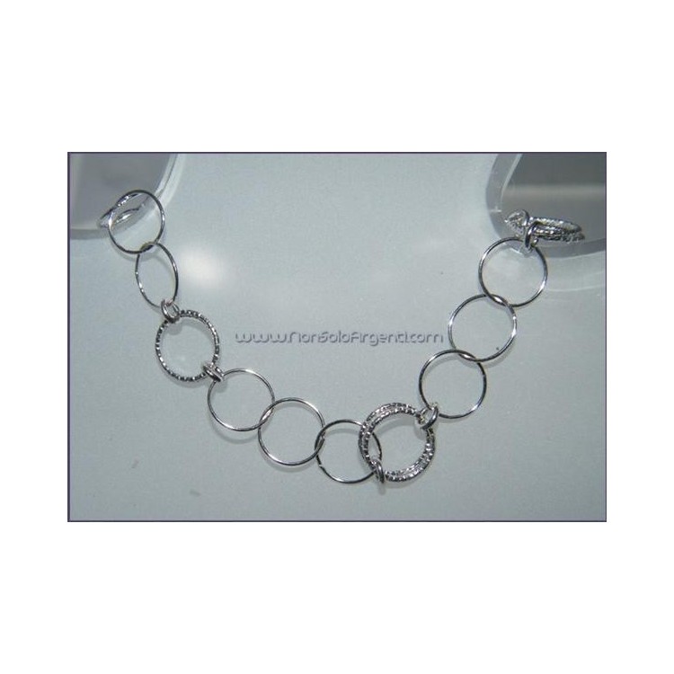 NSA|925 Silver: Bracelet with smooth circles and diamond circles 19cm