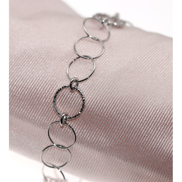 NSA|925 Silver: Bracelet with smooth circles and diamond circles 19cm