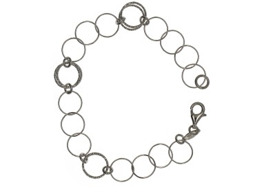 NSA|Argento 925 : Bracciale con cerchi lisci e cerchietti diamantati 19cm