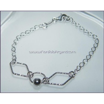 NSA|Argento 925 : Bracciale catenella cerchi e rombi diamantati e pallina