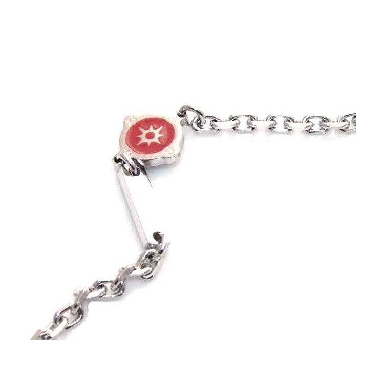 NSA|fine silver : Necklace chain man 50 cm filled with wind rose red enamel