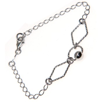 NSA|Bracciale argento 925 catenella cerchi e rombi diamantati e pallina