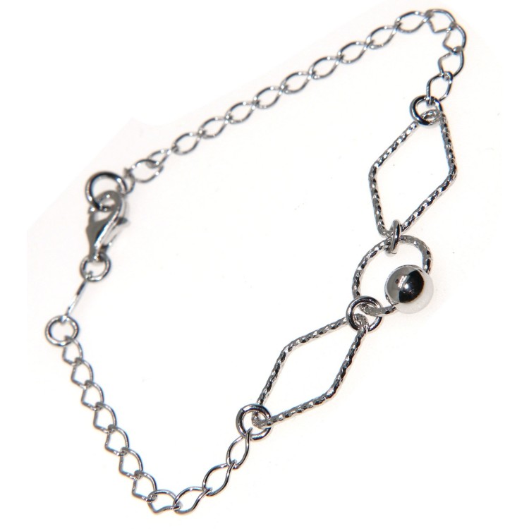 NSA|925 silver chain bracelet circles and diamond rhombuses and ball