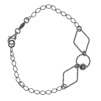 NSA|Bracciale argento 925 catenella cerchi e rombi diamantati e pallina