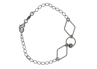 NSA|925 silver chain bracelet circles and diamond rhombuses and ball