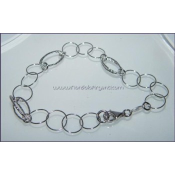 NSA|Argento 925 : Bracciale con cerchi lisci e ovali diamantati