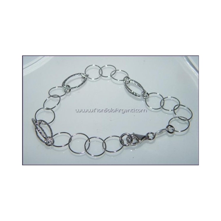 NSA|Argento 925 : Bracciale con cerchi lisci e ovali diamantati